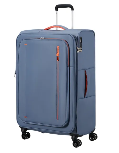 Large Expandable Trolley 4 Wheels American Tourister Cloudrider, stone blue