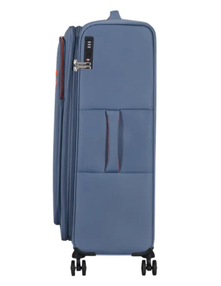Large Expandable Trolley 4 Wheels American Tourister Cloudrider, stone blue