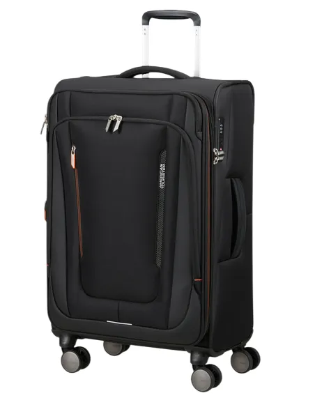 Medium Expandable Trolley 4 Wheels American Tourister Wanderlite, black