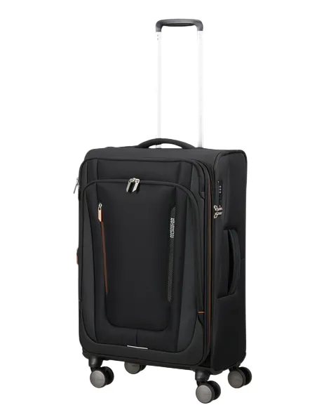 Medium Expandable Trolley 4 Wheels American Tourister Wanderlite, black