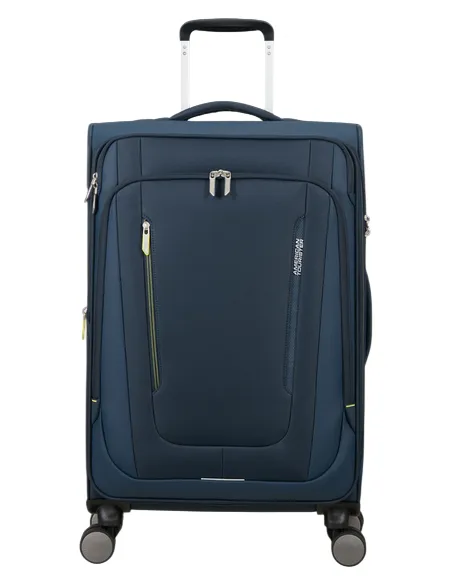 Mittelgrosser Erweiterbarer Trolley 4 Rollen American Tourister Wanderlite, blau