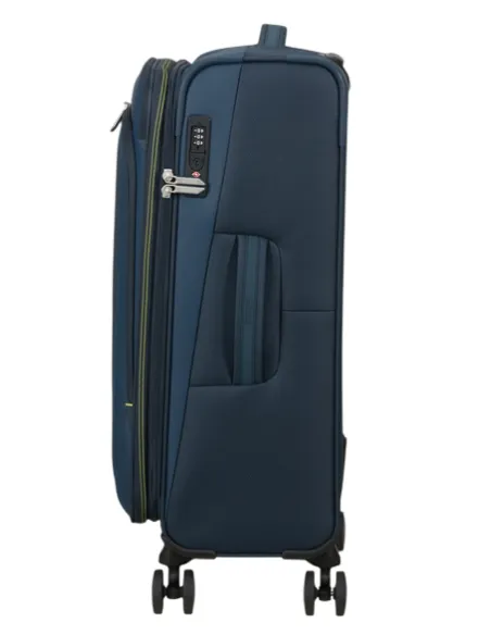 Medium Expandable Trolley 4 Wheels American Tourister Wanderlite, blue