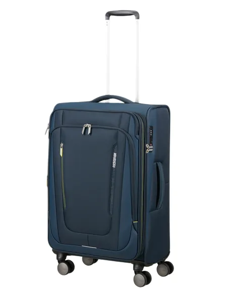 Medium Expandable Trolley 4 Wheels American Tourister Wanderlite, blue