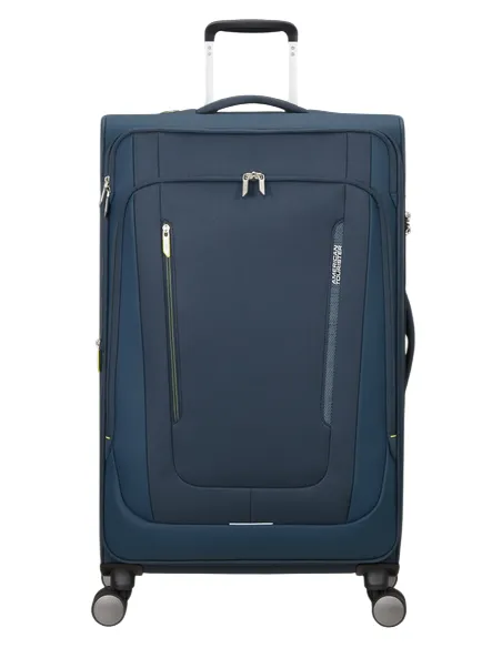 Large Expandable Trolley 4 Wheels American Tourister Wanderlite, blue