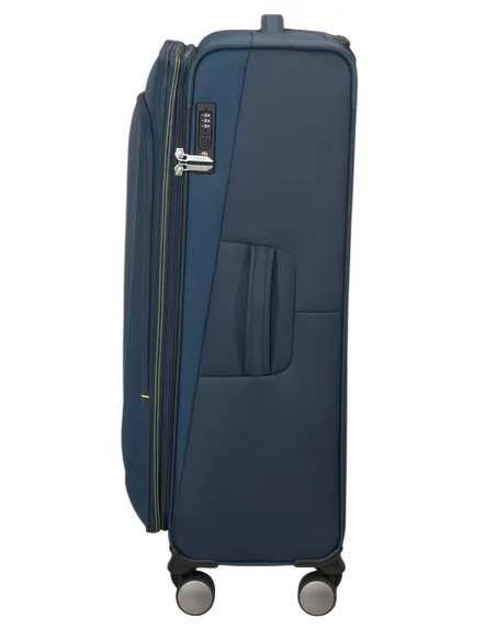 Large Expandable Trolley 4 Wheels American Tourister Wanderlite, blue