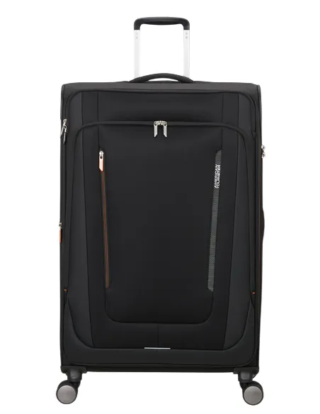 Large Expandable Trolley 4 Wheels American Tourister Wanderlite, black