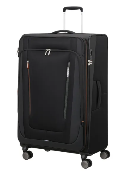 Large Expandable Trolley 4 Wheels American Tourister Wanderlite, black