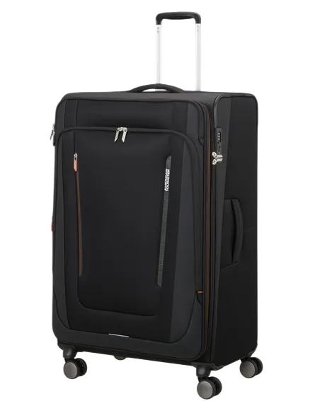 Large Expandable Trolley 4 Wheels American Tourister Wanderlite, black