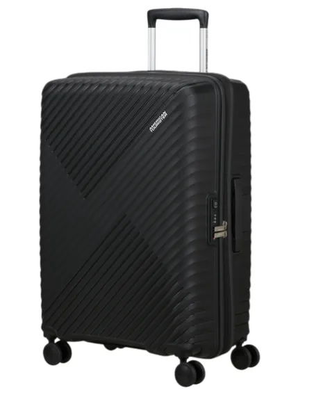 Mittelgrosser Erweiterbarer Polypropylen Trolley 4 Rollen American Tourister Diablast, black code