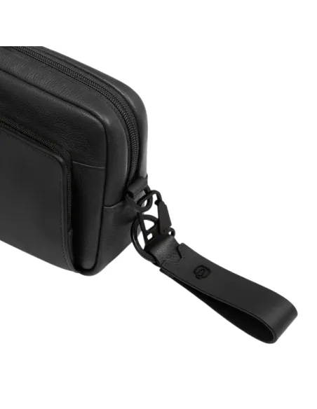 Pochette uomo in pelle Piquadro Ael, nero