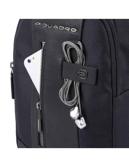 Querträgertasche aus stoff und leder