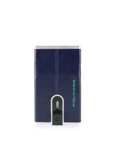 Compact wallet for Cash and credit cards Piquadro Blue Square blu details