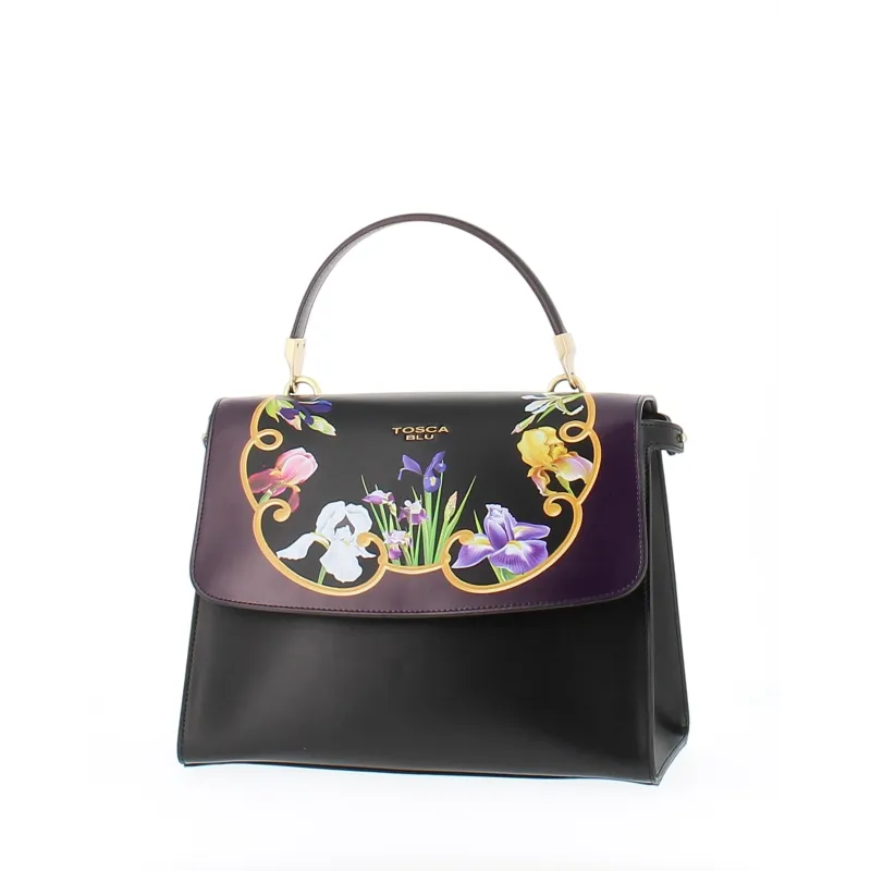 Tosca Blu collezione Iris Flowers borsa a mano con pattina
