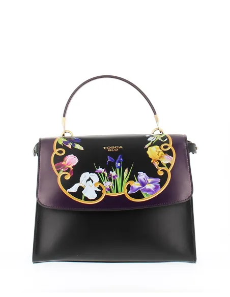 Tosca Blu collezione Iris Flowers borsa a mano con pattina