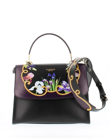 Tosca Blu collezione Iris Flowers borsa a mano con pattina