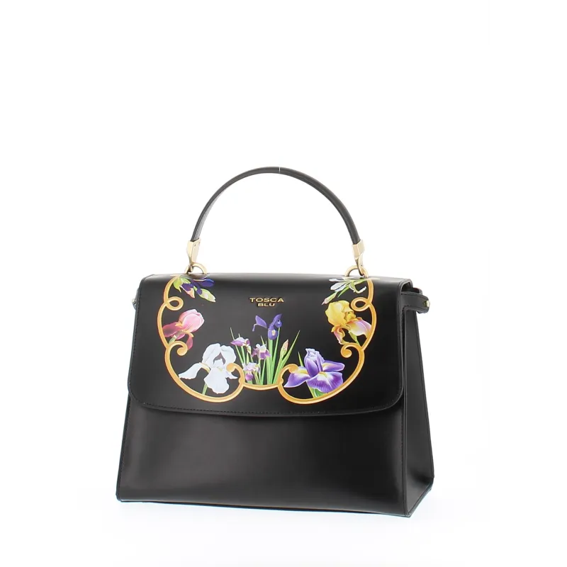 Tosca Blu collezione Iris Flowers borsa a mano con pattina 2