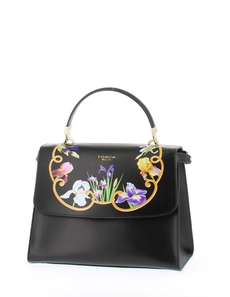 Tosca Blu collezione Iris Flowers borsa a mano con pattina