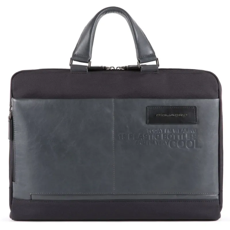 Computer portfolio briefcase in recycled fabric with...