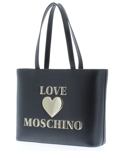 Shopping Bag Love Moschino nera con cuore JC4051PP1CLF0 di fianco