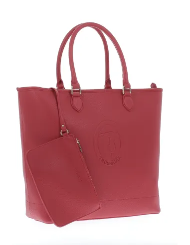 Shopping grande verticale Trussardi  rossa laterale con pochette