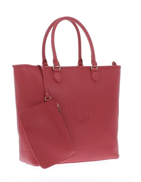 Shopping grande verticale Trussardi  rossa laterale con pochette