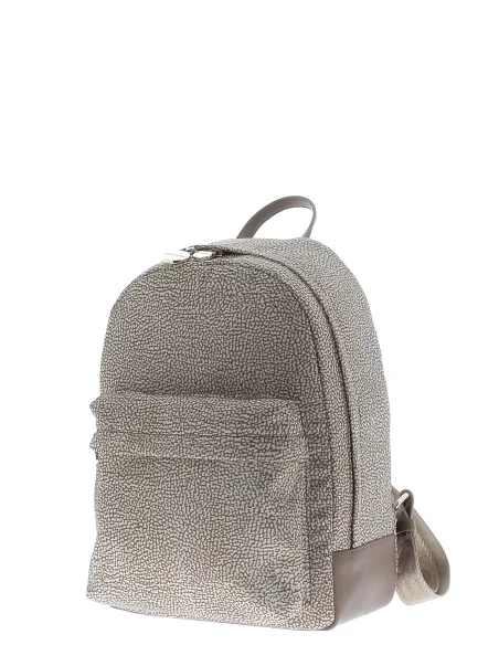 Zaino Borbonese con tasca frontale 934105I15 beige-marrone laterale