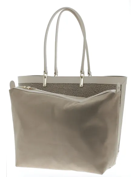 Shopping grande Borbonese graffiti beige con pochette