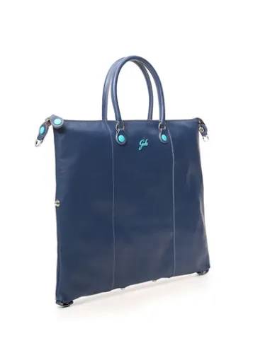 Convertible shopping bag in matt leather