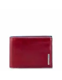 Men's wallets Blue Square with document holder flap red