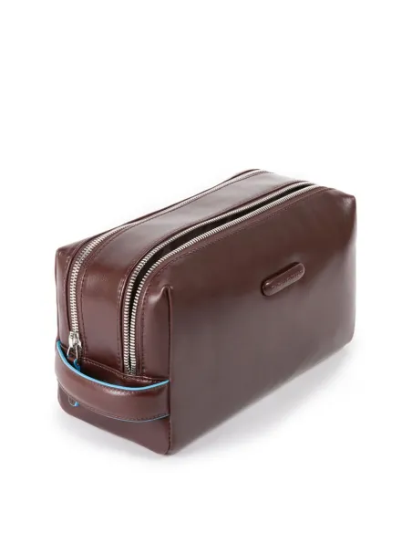 Leder-Necessaire mit zwei Fächern Blue Square Schwarz