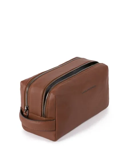Leder-Beautycase mit zwei Fächern Black Square Schwarz