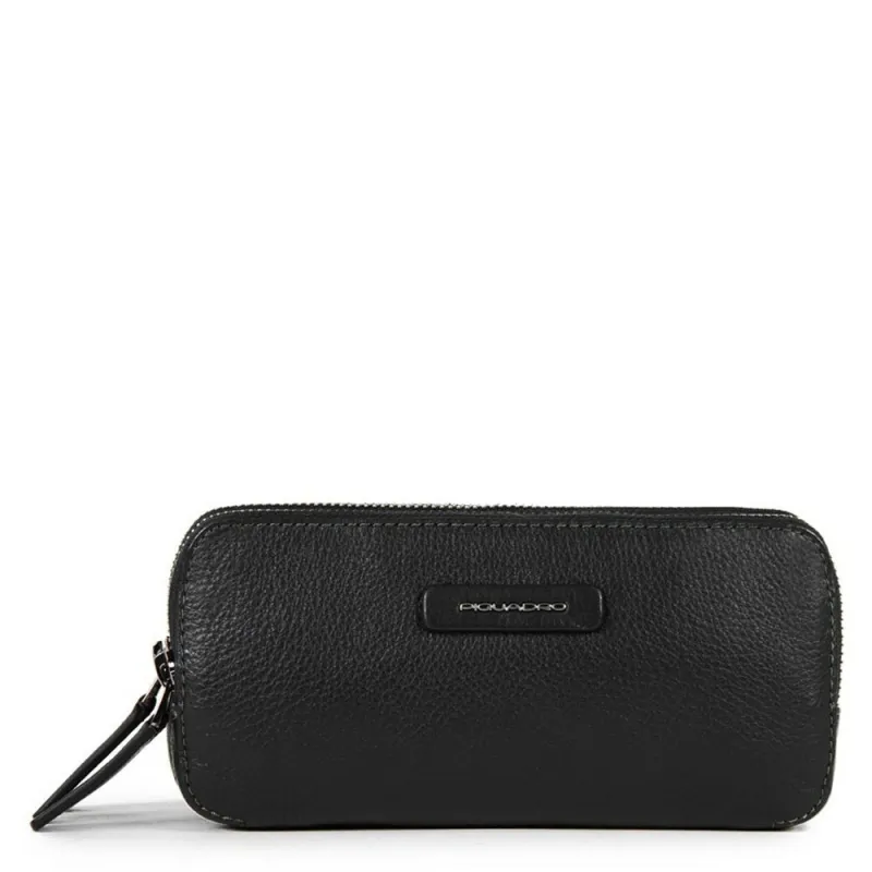 Leather case with three dividers black