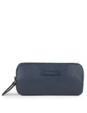 Leather case with three dividers blue