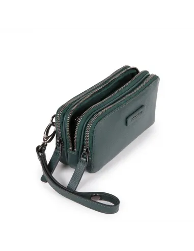 Leather case with three dividers blue