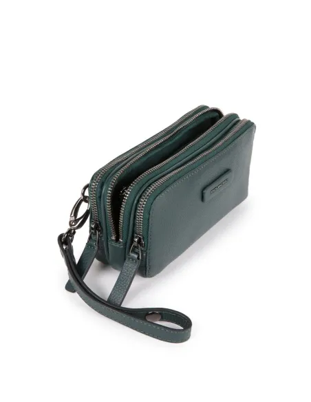 Leather case with three dividers blue