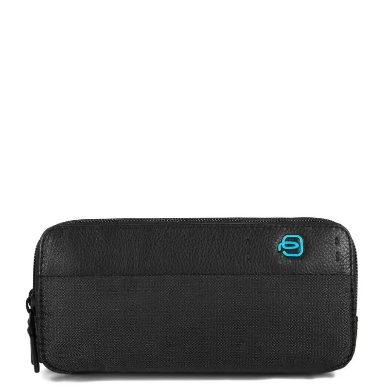 Astuccio a 3 comparti in tessuto e pelle Piquadro P16 nero