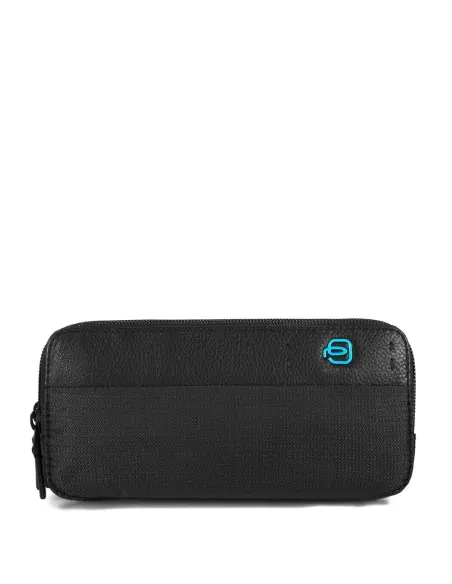 Astuccio a 3 comparti in tessuto e pelle Piquadro P16 nero