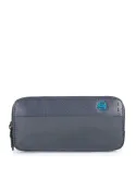 Case in fabric and leather with three dividers P16 blue