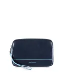 Leder Clutch Bag mit abnehmbarem Henkel B2 Blau