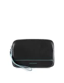 Leder Clutch Bag mit abnehmbarem Henkel schwarz