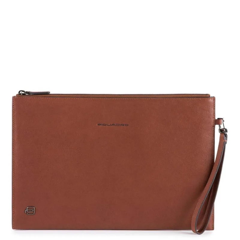 iPad® men's clutch Black Square brown