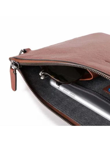 Lederhandtasche mit iPad®-Fach Braun