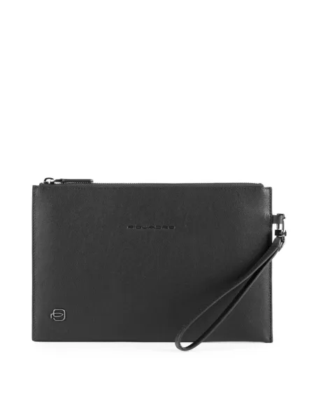 Leather clutch bag Black Square black