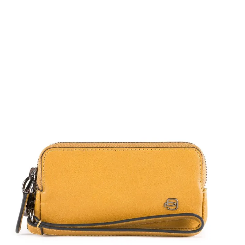 Pochette mini con due zip B3 gialla