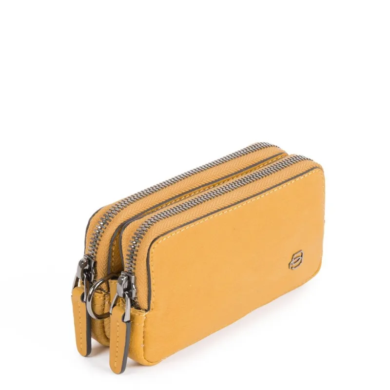Pochette mini con due zip B3 gialla 2