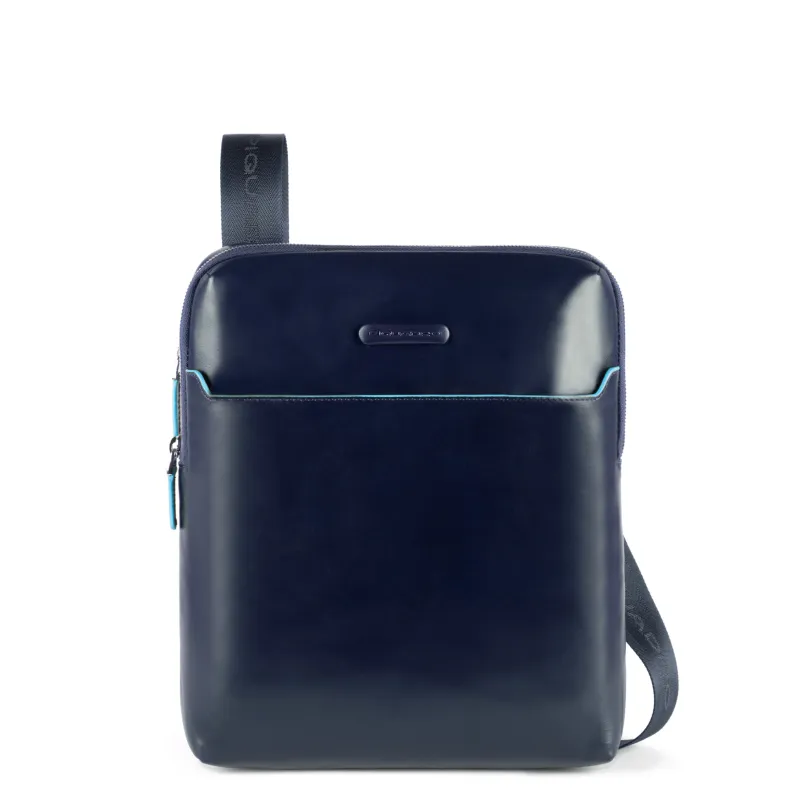Expandable Leather men's bag Blue Square
