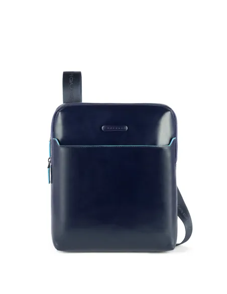 Expandable Leather men's bag Blue Square