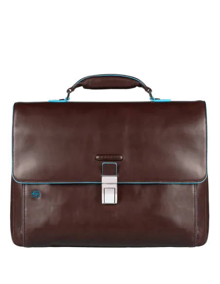 Expandable Leather Briefcase Piquadro