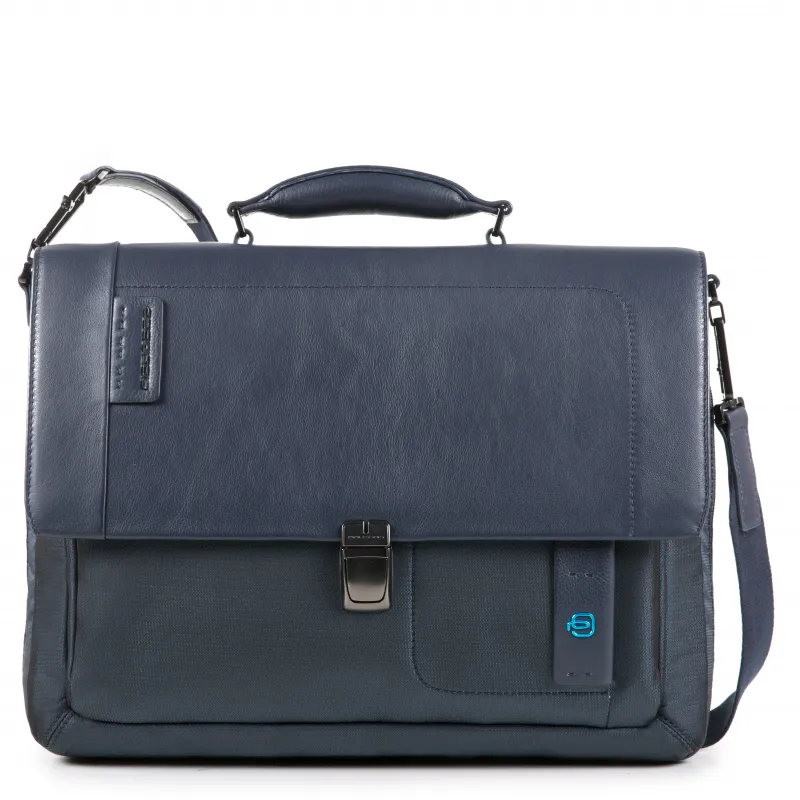 Flap-over, expandable computer bag P16 blue