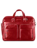 Two-handles briefcase with double pocket Blue Square Red